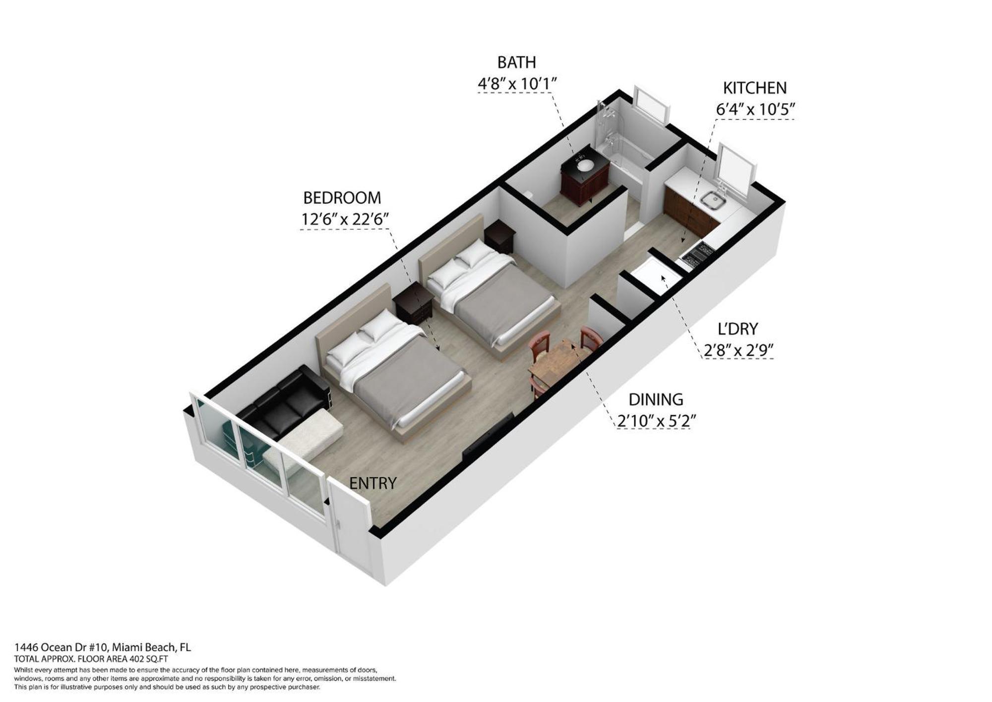 Deco Beachside Apt, W/2 Queen Beds, Washer/dryer Appartement Miami Beach